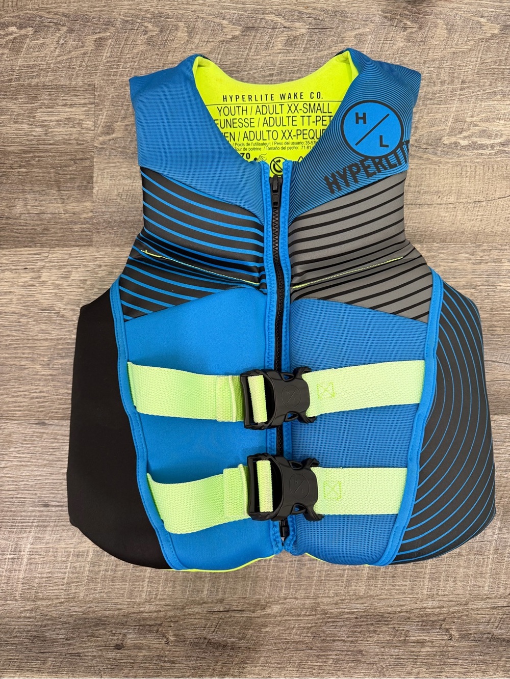 Hyperlite Kids' Blue & Lime Swim Rashguard Vest - XX-Small
